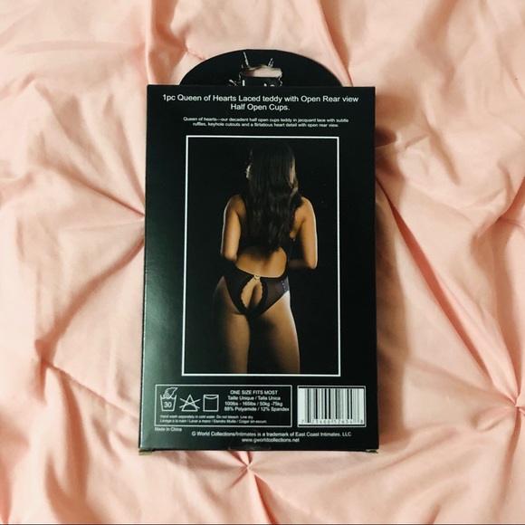 G World Intimates Queen of Hearts Ruffle Lace Open Back Teddy - Picture 11 of 13